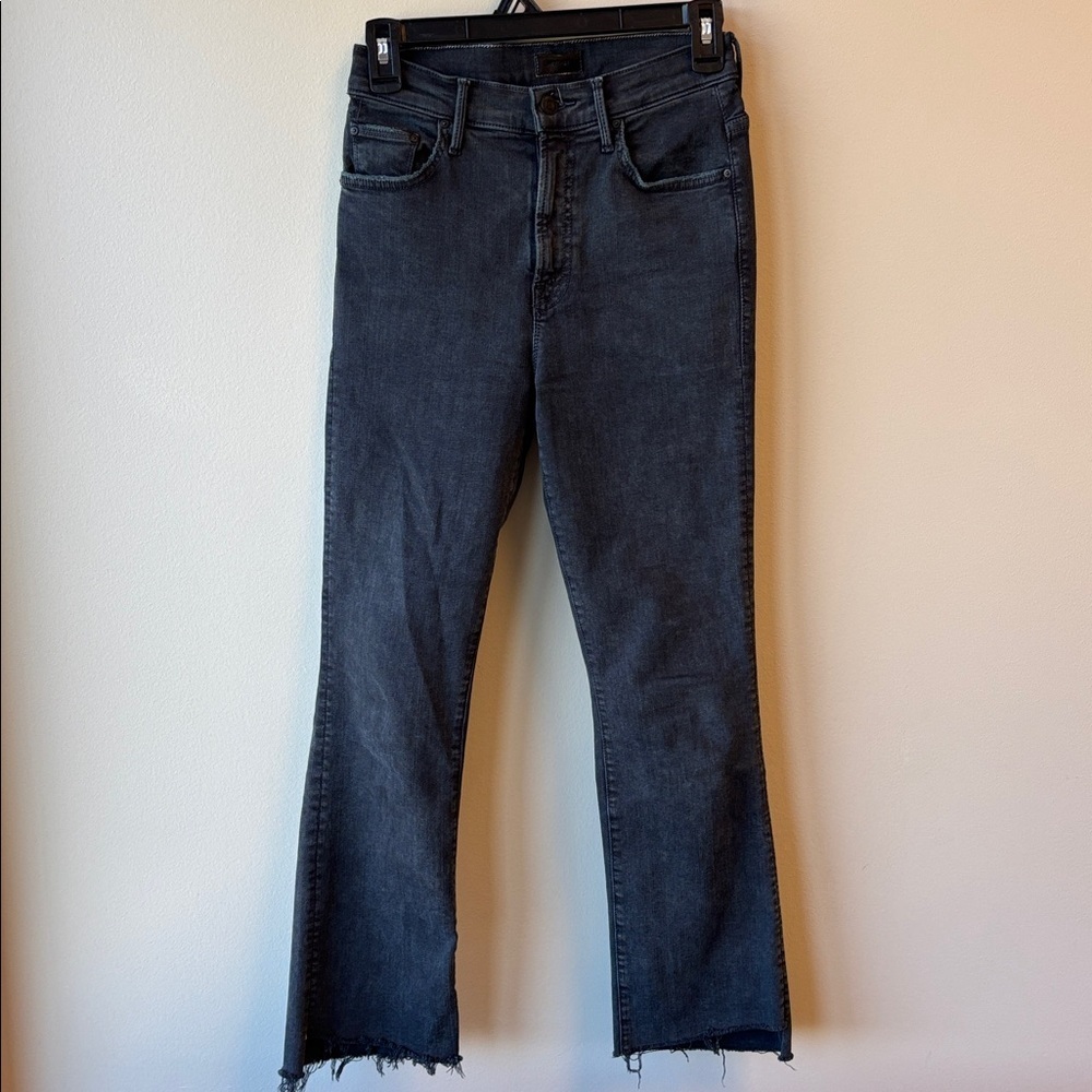 MOTHER Insider Crop Step Fray Jeans 25 faded black